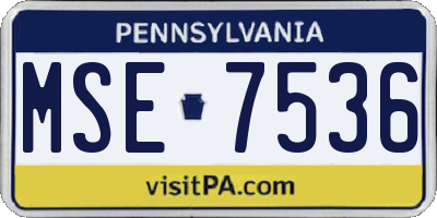 PA license plate MSE7536