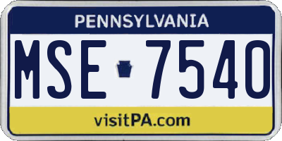 PA license plate MSE7540