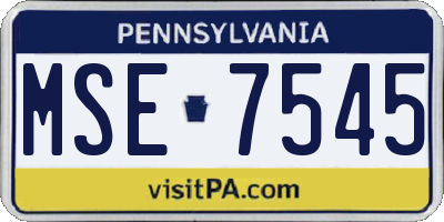 PA license plate MSE7545