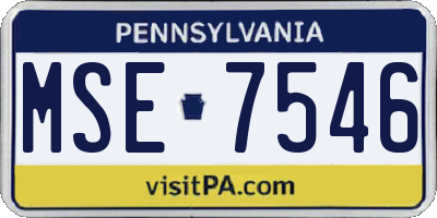 PA license plate MSE7546