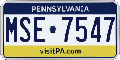 PA license plate MSE7547