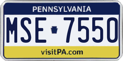 PA license plate MSE7550