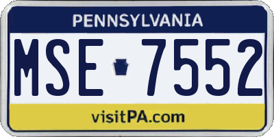PA license plate MSE7552