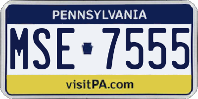 PA license plate MSE7555