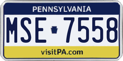 PA license plate MSE7558