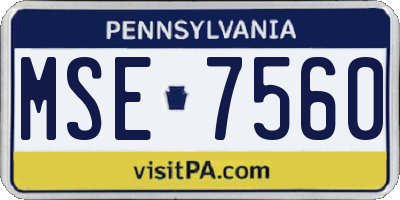 PA license plate MSE7560