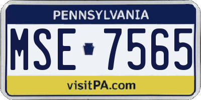 PA license plate MSE7565