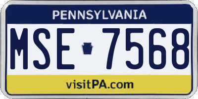 PA license plate MSE7568