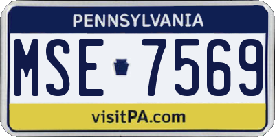 PA license plate MSE7569