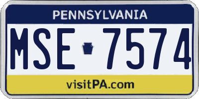 PA license plate MSE7574