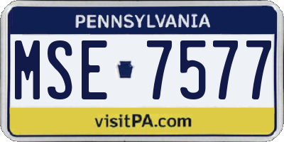 PA license plate MSE7577