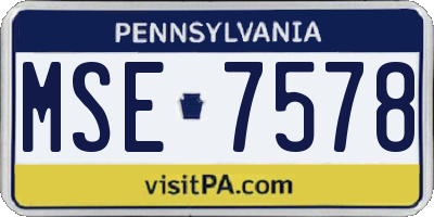 PA license plate MSE7578