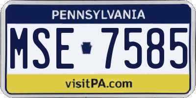 PA license plate MSE7585