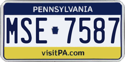 PA license plate MSE7587