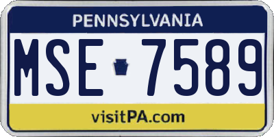 PA license plate MSE7589