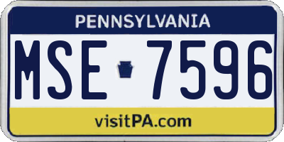 PA license plate MSE7596