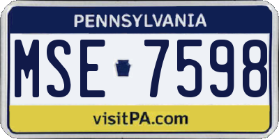 PA license plate MSE7598
