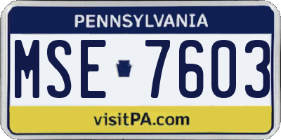 PA license plate MSE7603