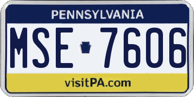 PA license plate MSE7606