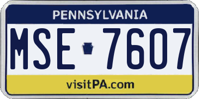 PA license plate MSE7607