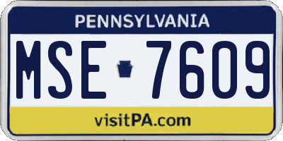 PA license plate MSE7609