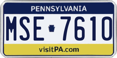 PA license plate MSE7610