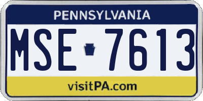 PA license plate MSE7613