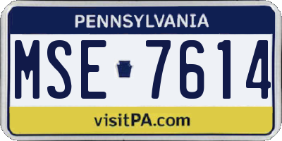 PA license plate MSE7614