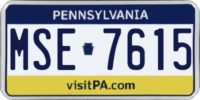 PA license plate MSE7615