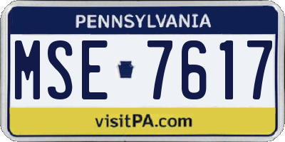 PA license plate MSE7617