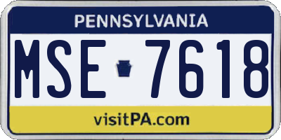 PA license plate MSE7618