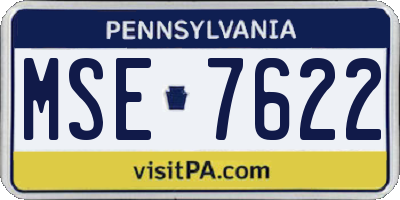 PA license plate MSE7622