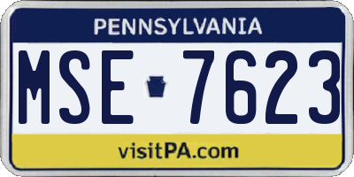 PA license plate MSE7623