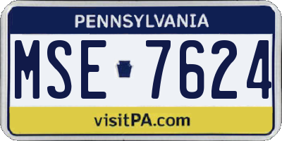 PA license plate MSE7624