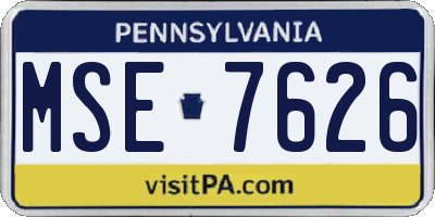 PA license plate MSE7626