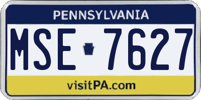 PA license plate MSE7627