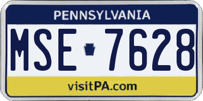 PA license plate MSE7628