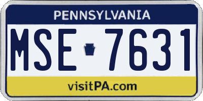 PA license plate MSE7631