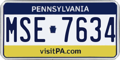 PA license plate MSE7634