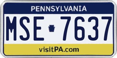 PA license plate MSE7637