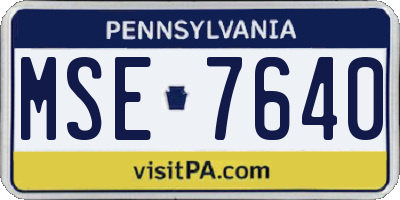 PA license plate MSE7640