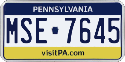 PA license plate MSE7645