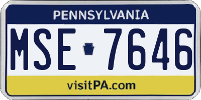 PA license plate MSE7646