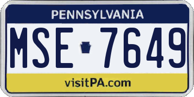 PA license plate MSE7649