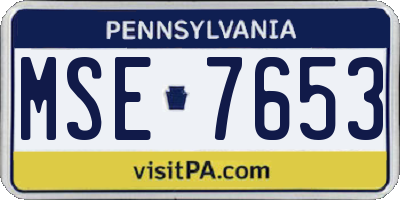 PA license plate MSE7653