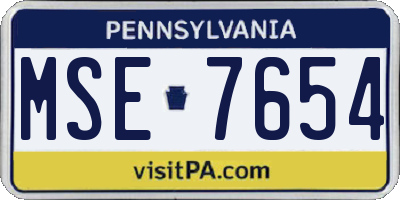 PA license plate MSE7654
