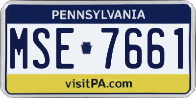 PA license plate MSE7661