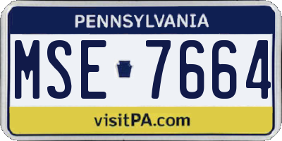 PA license plate MSE7664