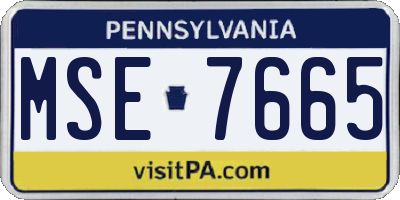 PA license plate MSE7665