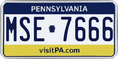PA license plate MSE7666